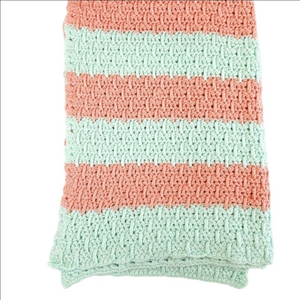 Beautiful Hand Knit Pastel Baby Blanket Mint Green & Pink